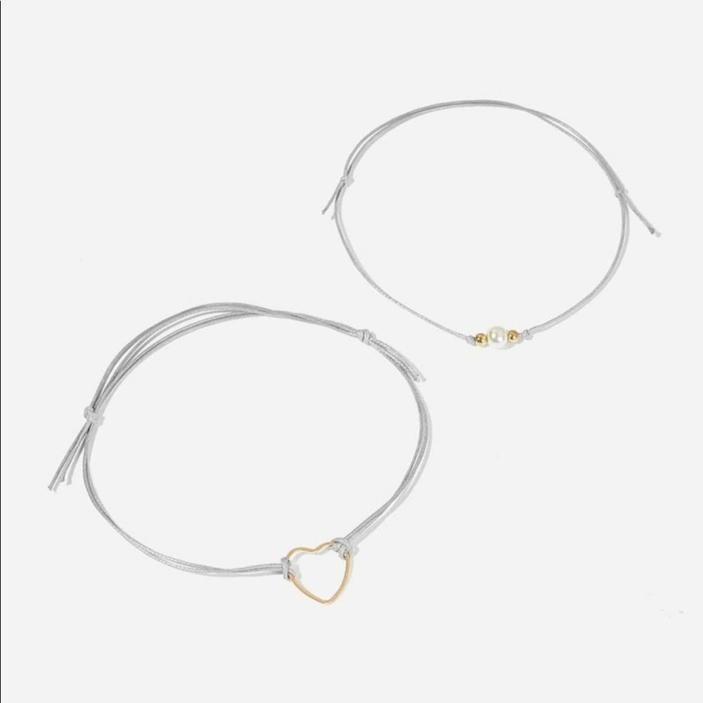 Heart Decor String Bracelet 2pcs